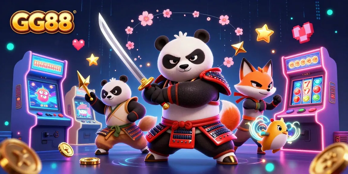 Engage with GG88, where a samurai panda and ninja fox conquer the slot game world.