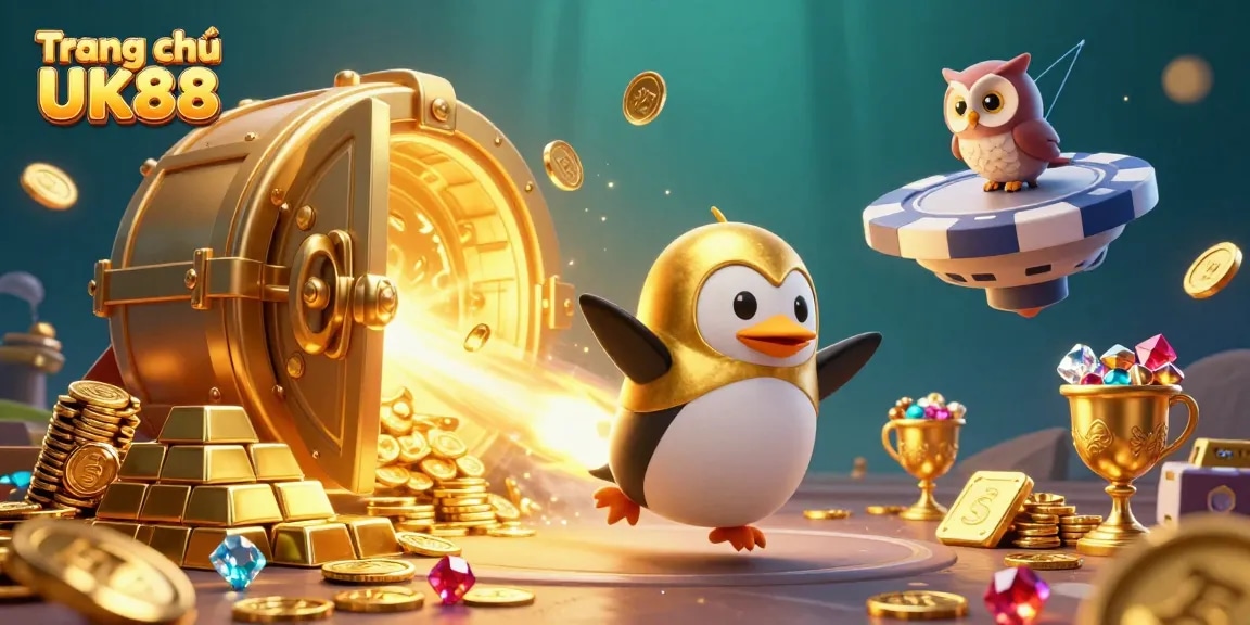 Engage with exciting gaming activities on Trang chủ UK88 with captivating visuals of golden treasures.