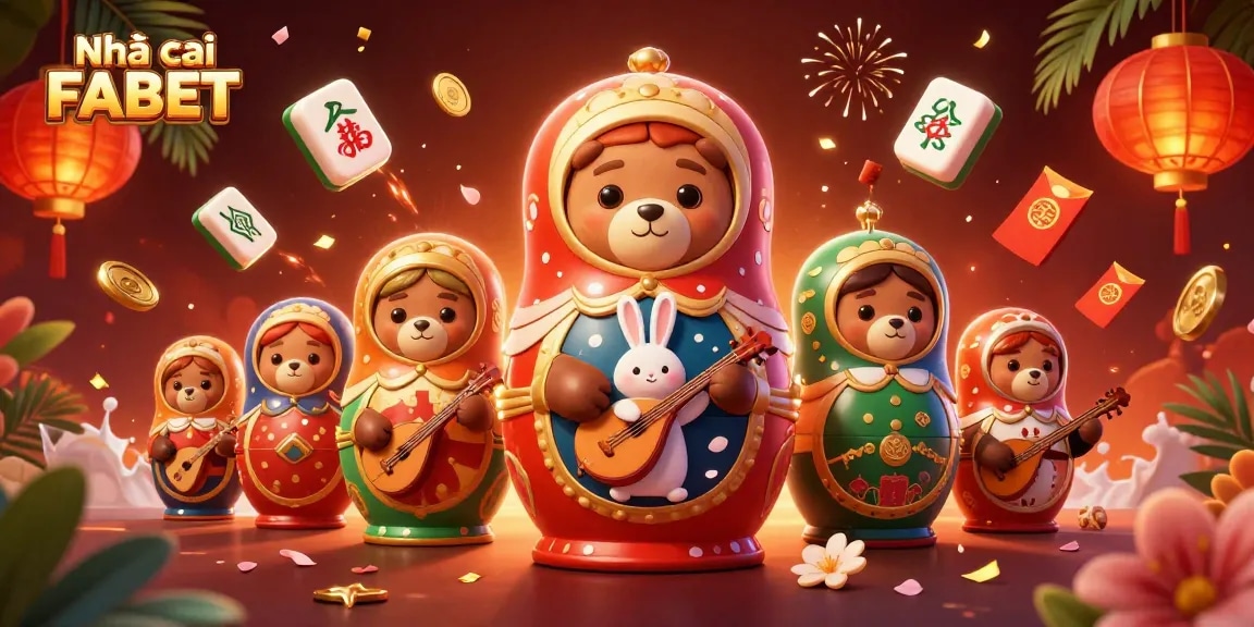 Engage with Nhà cái FABET, featuring vibrant casino elements in a dynamic 3D illustration.