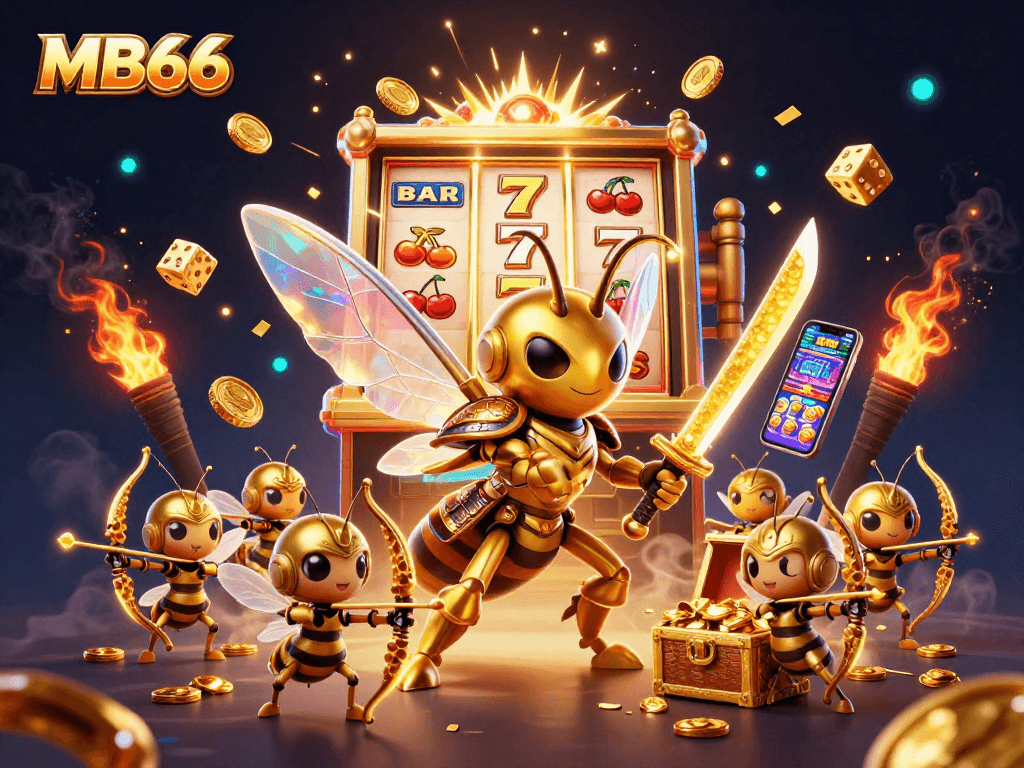 Experience the thrill of MB66 with this vibrant 3D illustration capturing jackpot excitement in casino games.