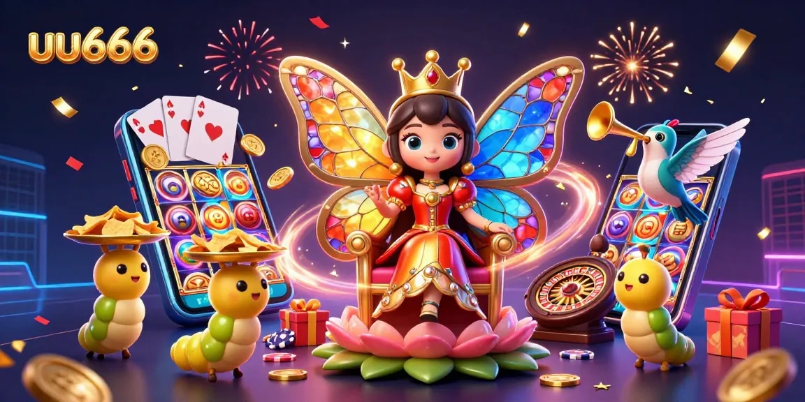 Win big at uu666 with a vibrant 3D casino scene showcasing exciting slots and games.