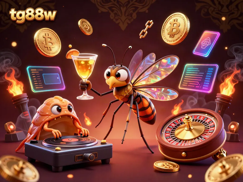 Experience excitement at tg88w with a lively 3D casino scene showcasing vibrant characters and glowing elements.