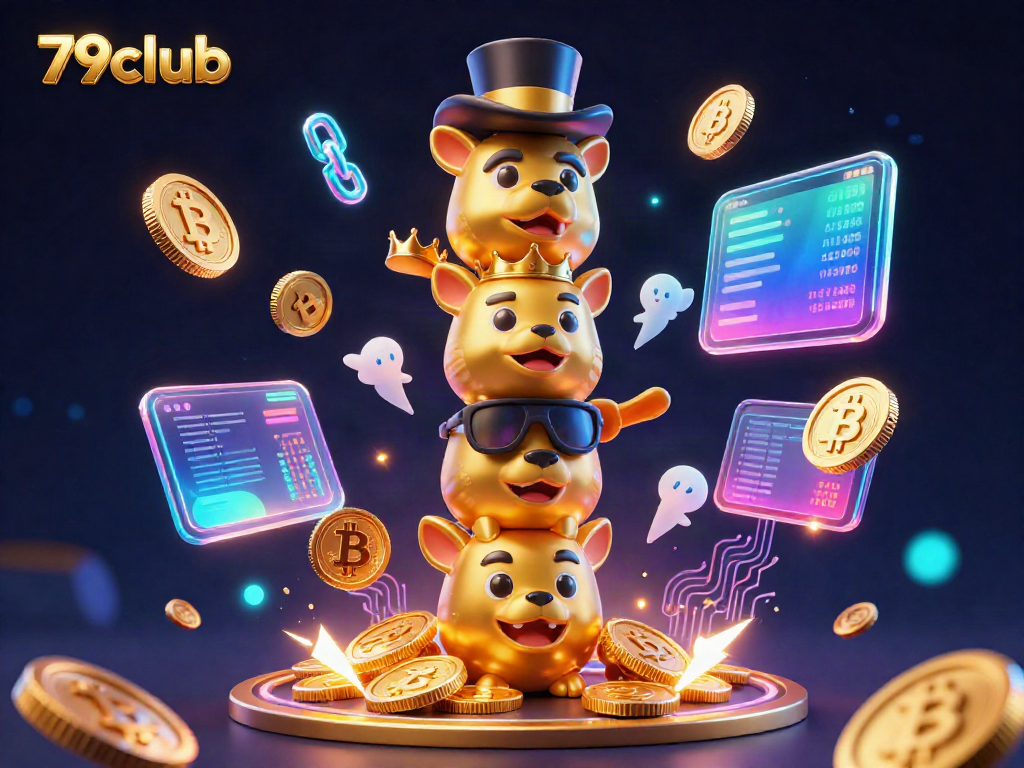 Engage in thrilling gameplay at 79club, featuring dynamic crypto visuals and casino elements.