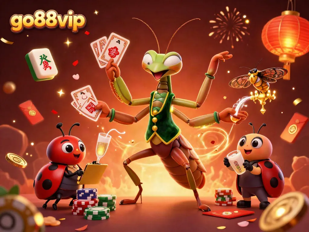Engage with go88vip's thrilling gaming world featuring vibrant characters and lively casino elements.