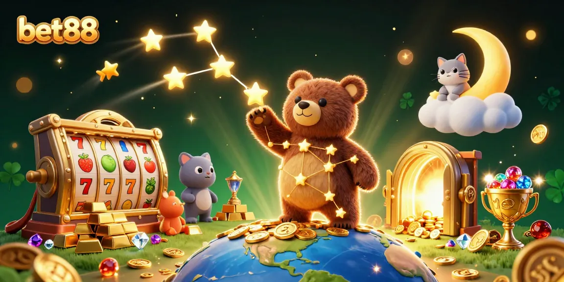 Experience bet88's vibrant casino world, filled with gold treasures and cartoon characters.