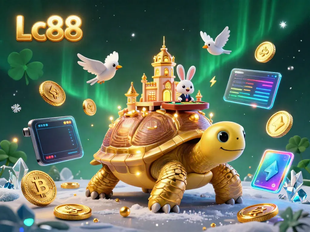 Experience immersive gambling with Lc88, featuring a golden tortoise casino scene.