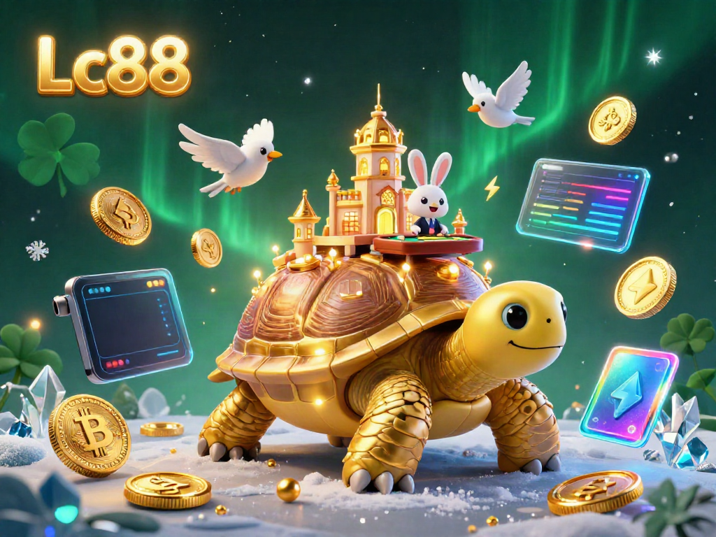 Experience immersive gambling with Lc88, featuring a golden tortoise casino scene.