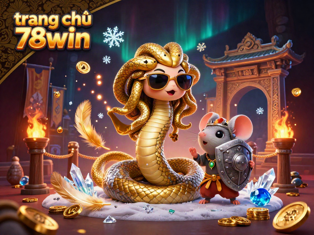 Experience the vibrant world of trang chủ 78win with Medusa and a warrior mouse in a dynamic casino scene.