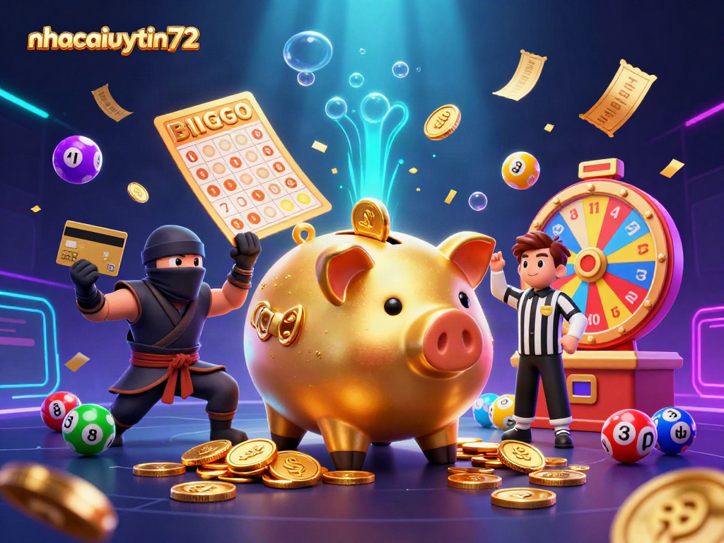 Experience thrilling gameplay with nhacaiuytin72's vibrant character showdown full of casino elements.