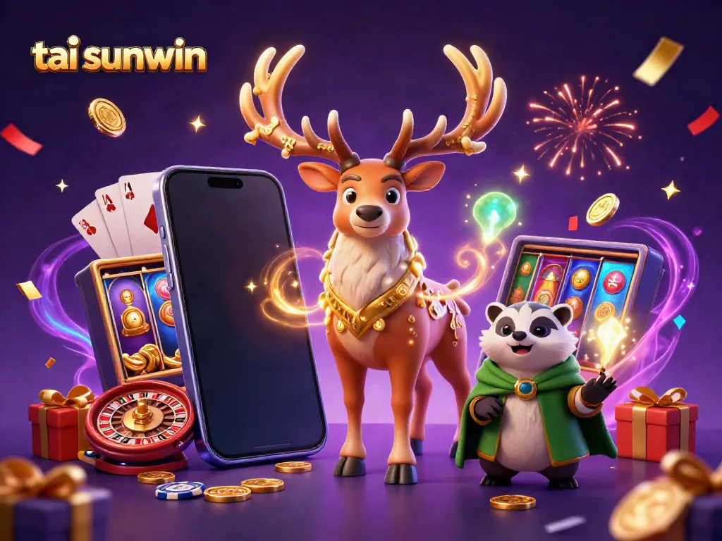 Experience thrilling gameplay with tai sunwin featuring a Celtic druid stag and gaming elements.