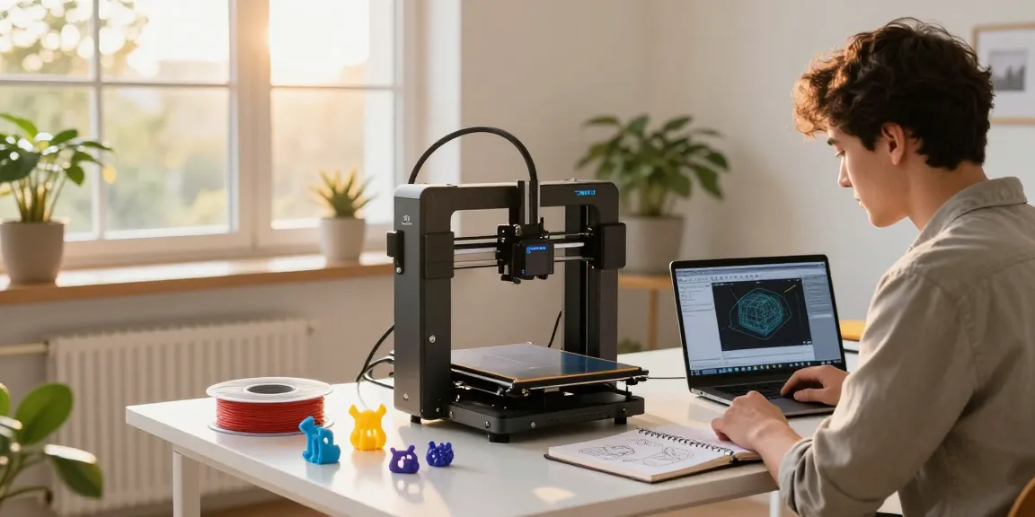 Creating models with the best beginner 3D printer in a bright workspace