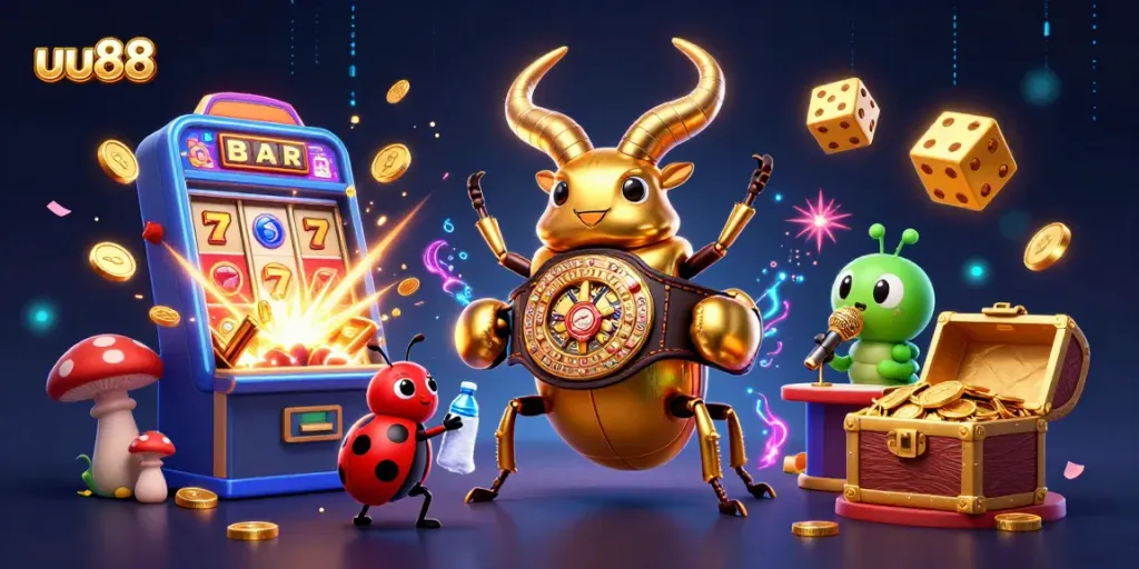 Experience thrilling gaming with uu88's vibrant 3D casino scene packed with action and excitement.