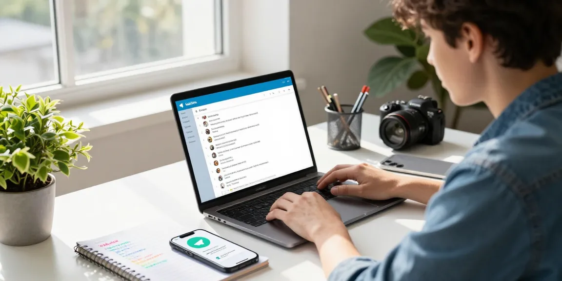 Seamless Telegram download experience showcased in a modern tech workspace.