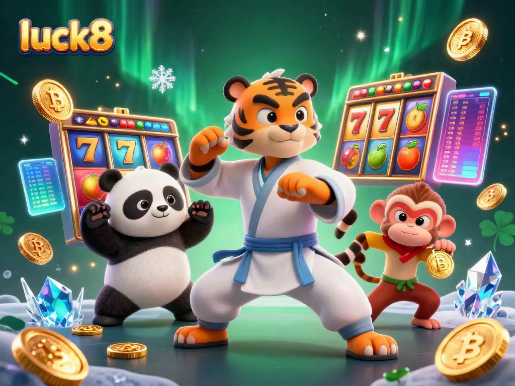 Experience the thrill at luck8, where a kung fu tiger and friends navigate vibrant casino games for jackpot rewards.