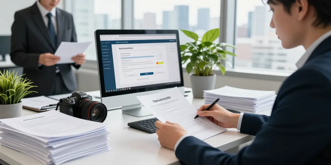 Apostille Toronto Canada document processing in a modern office with a notary, showcasing professional services.