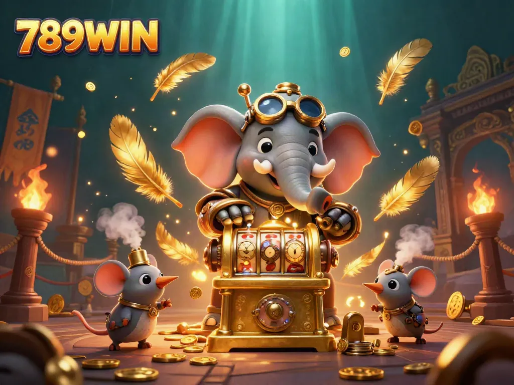 Experience the excitement of 789WIN with a vibrant steampunk-themed slot scene featuring unique characters and elements.