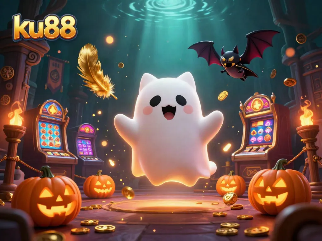 Experience thrilling adventures at ku88 with ghost cat and bat companions in a haunted casino setting.