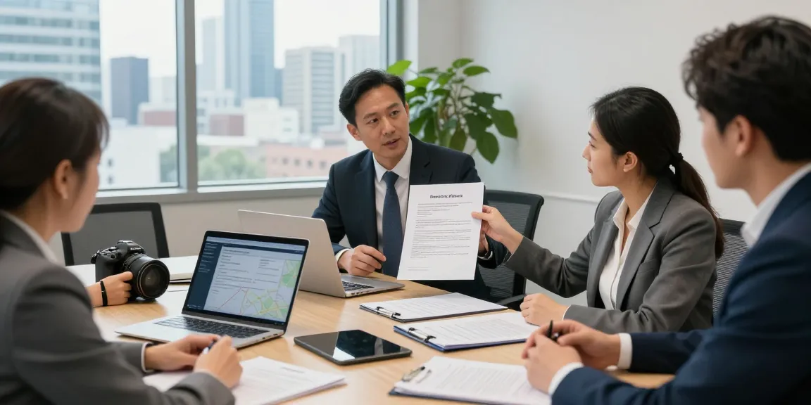 Apostille Toronto Canada service meeting in a modern office with legal documents and clients engaged in discussion.