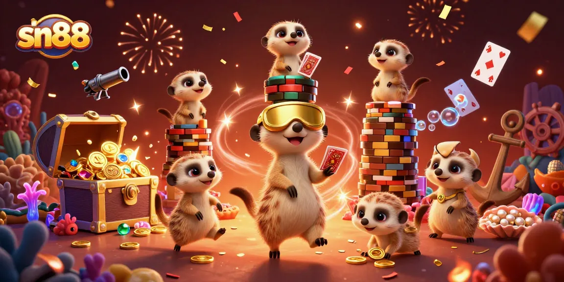 sn88 reveals a vibrant meerkat casino scene with dynamic gameplay elements and festive energy.
