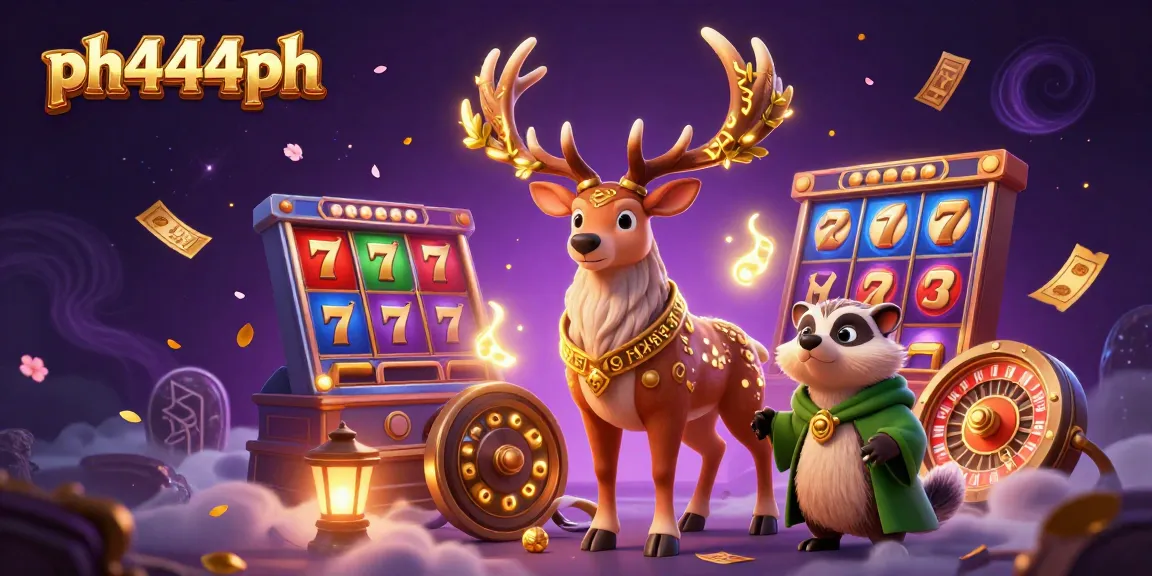 Experience thrilling gaming excitement with ph444ph, featuring colorful slot reels, dynamic characters, and vibrant casino elements.