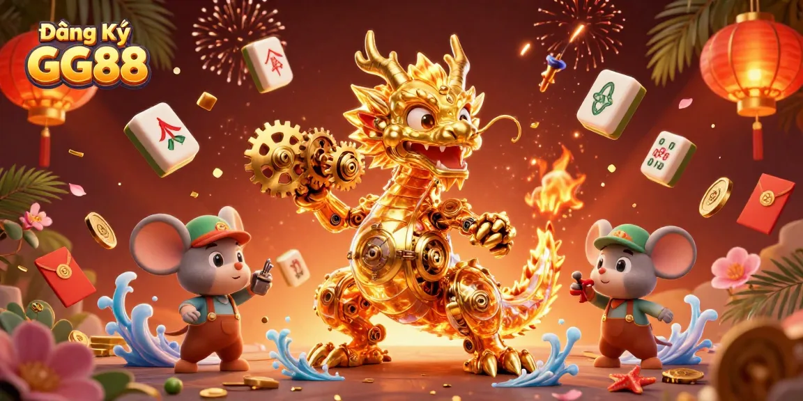 Engaging gaming scene showcasing Đăng Ký GG88 with a golden dragon and vibrant casino elements.