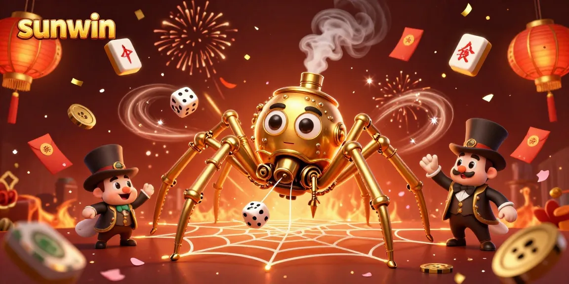 Catch lucky dice in the web of intricate chains and poker chips at Sunwin's casino.